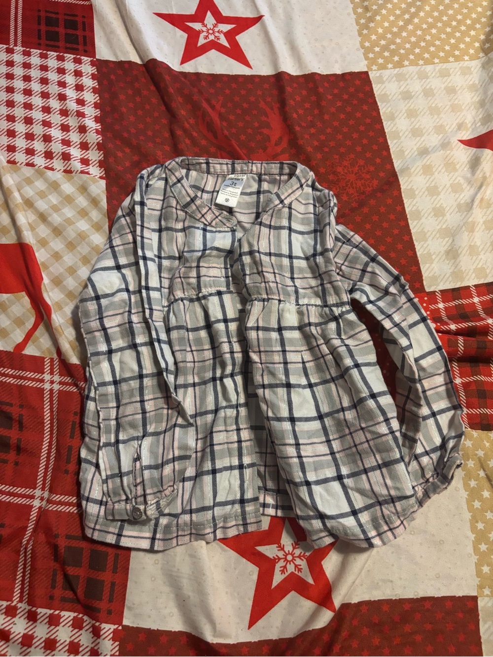 Carter's Plaid Button-Down Shirt - White, Blue, Pink